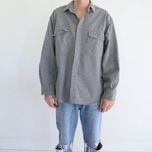 Vintage Gander Mountain Heavyweight Thick Cotton Outdoor Gray Button Up Shirt L